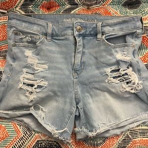 American eagle distressed denim shorts light wash